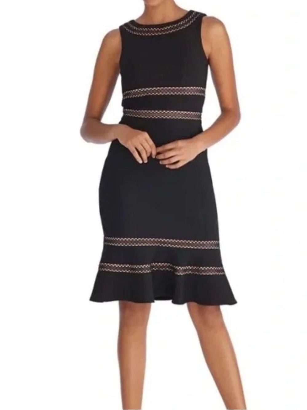 White House Black Market Black Solid Lace Sheath Dress 2 Scoop Neck Sleeveless